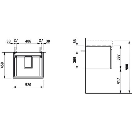 LAUFEN H4833510964751 - Tvättställsskåp PRO 52 cm, vitt