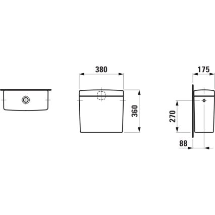 LAUFEN H8269520009721 - Spolcistern PRO med sidoinlopp, keramik/vit