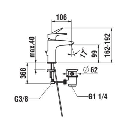 LAUFEN HF500701100000 - Tvättställsblandare med bottenventil och överfyllnad LAURIN 16,2 cm blank krom