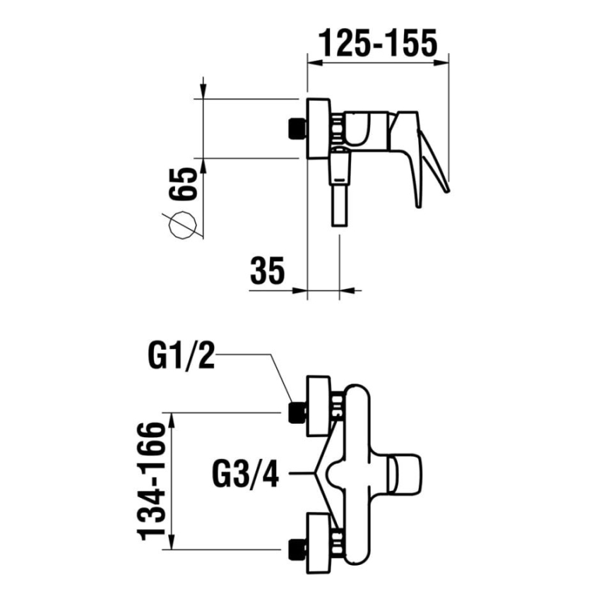 LAUFEN HF500750100600 - Duschset med blandare LAURIN i polerad krom