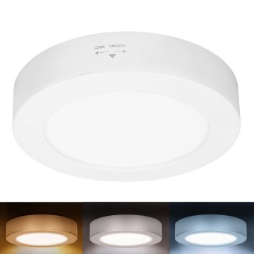 LED 2-i-1-panel för ytmontering och infällnad, 12 W, 230 V, 3000/4000/6000 K, Ø 17 cm, IP54, vit