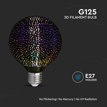 LED 3D Dekorationslampa FILAMENT G125 E27/4W/230V 3000K