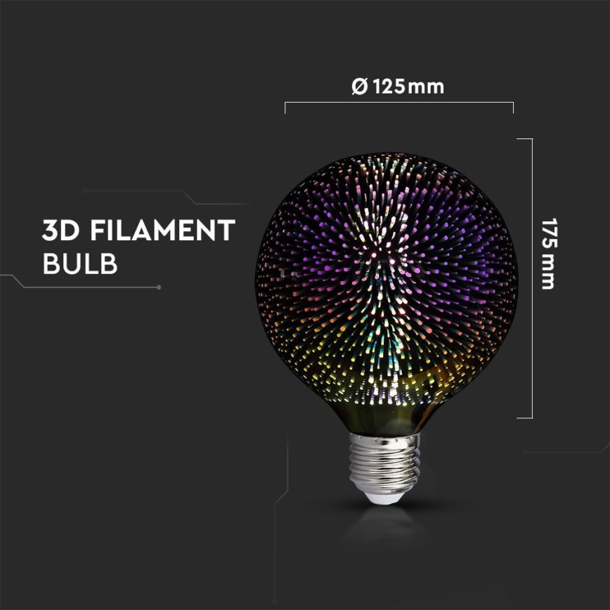 LED 3D Dekorationslampa FILAMENT G125 E27/4W/230V 3000K