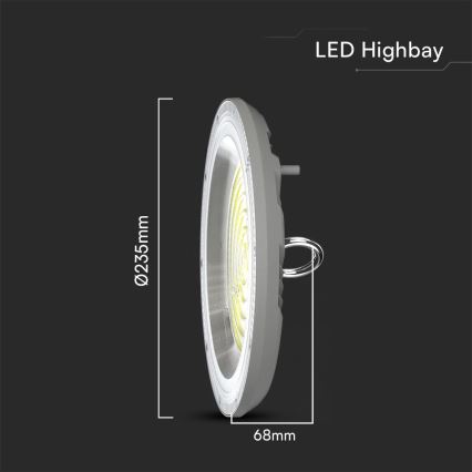 LED arbetsbelysning High Bay LED/100W/230V 3000/4000/6500K IP65 ø 23,5 cm