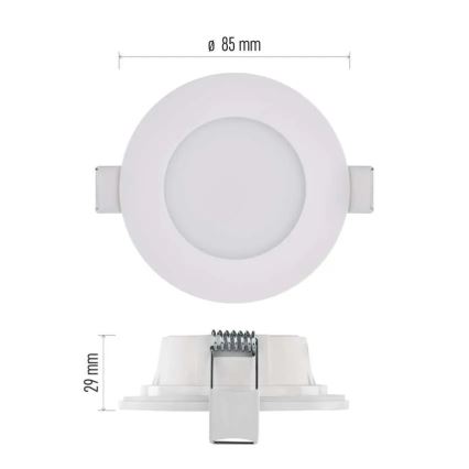LED Badrumsinfälld taklampa LORI LED/4,5W/230V IP65 2700/4000K Ø 8,5 cm vit