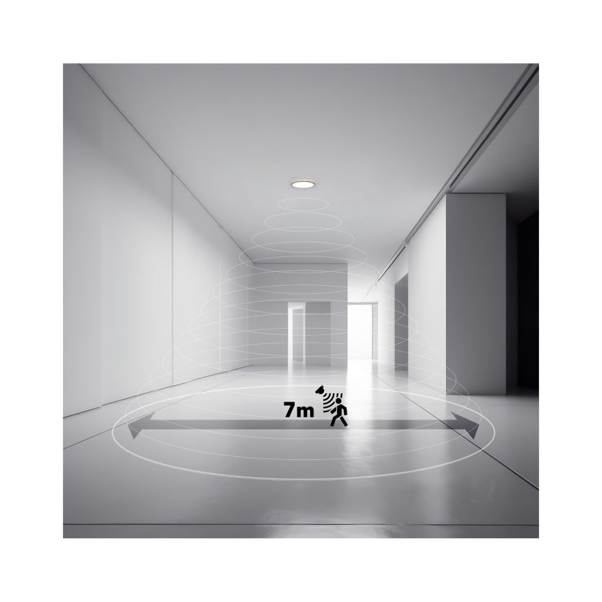 LED Badrumslampa med rörelse- och skymningssensor NIVERA LED/12W/230V IP54 3000/4000/6000K Ø 22,5 cm vit + fjärrkontroll