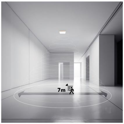 LED Badrumslampa med rörelse- och skymningssensor NIVERA LED/18W/230V IP54 3000/4000/6000K 30x30 cm svart + fjärrkontroll