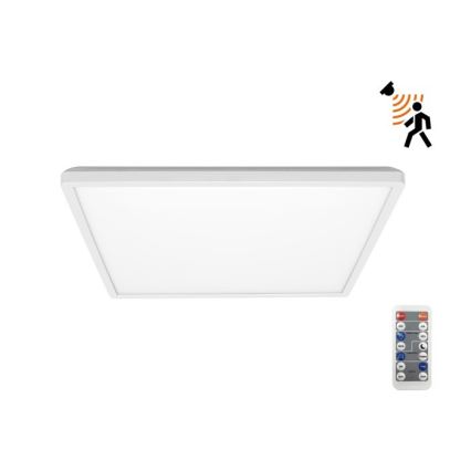 LED Badrumslampa med rörelse- och skymningssensor NIVERA LED/18W/230V IP54 3000/4000/6000K 30x30 cm vit + fjärrkontroll