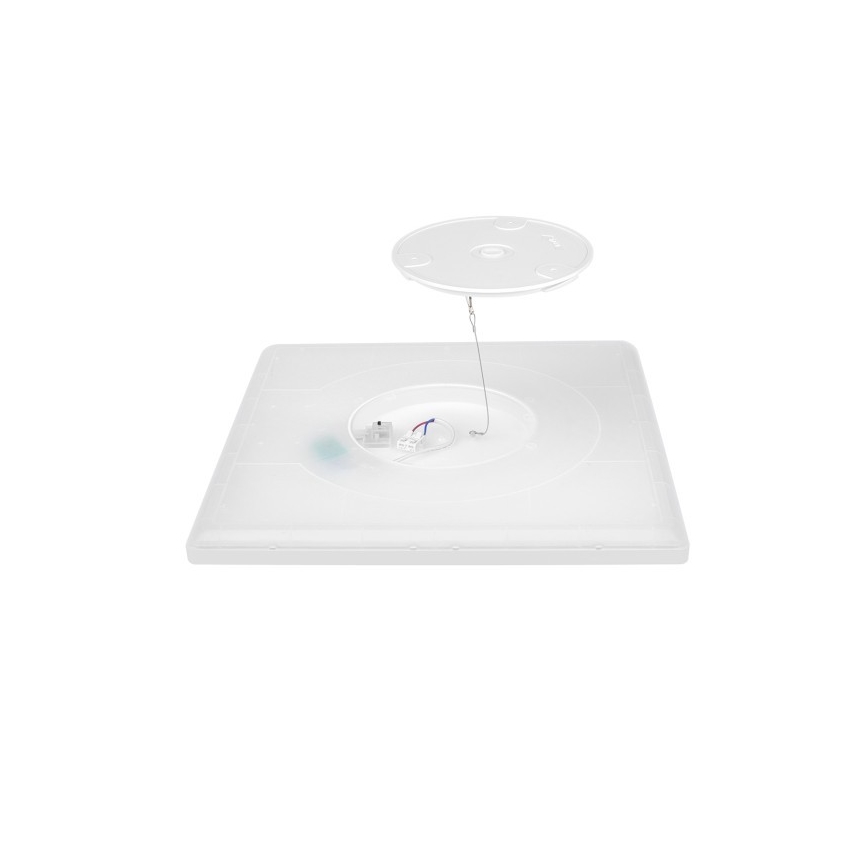 LED Badrumslampa med rörelse- och skymningssensor NIVERA LED/18W/230V IP54 3000/4000/6000K 30x30 cm vit + fjärrkontroll