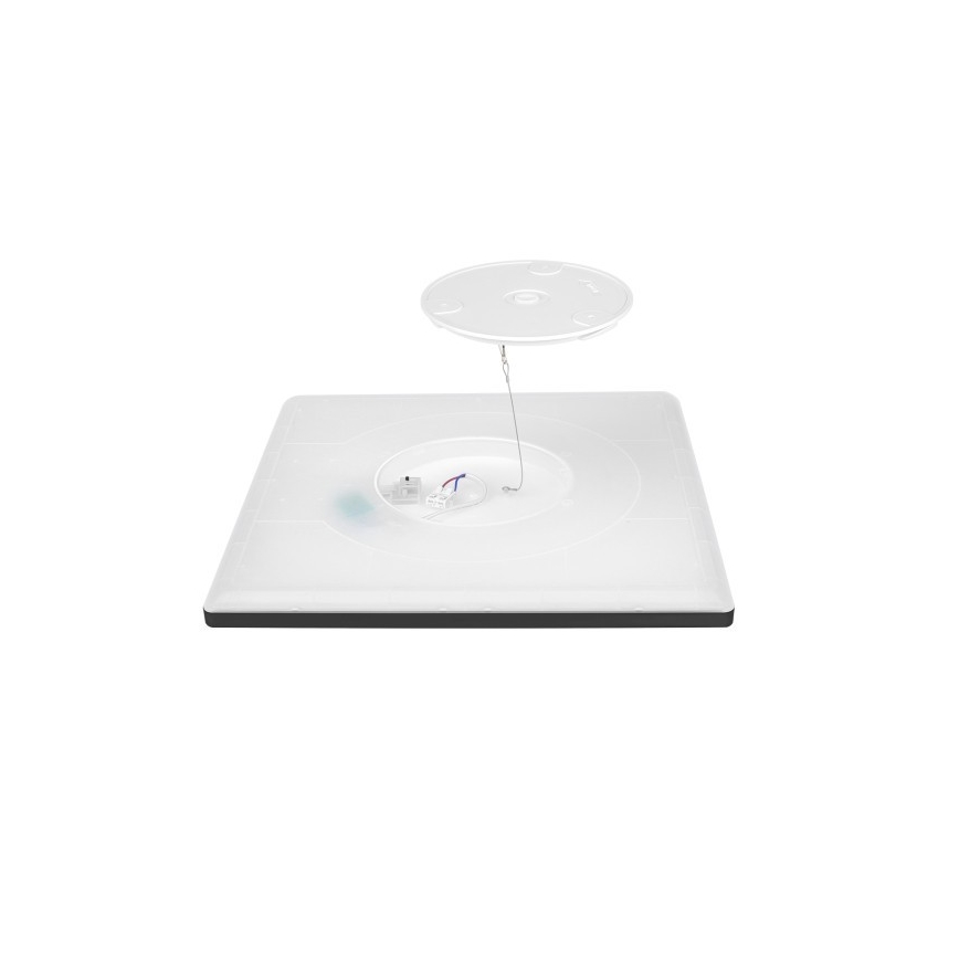 LED Badrumslampa med rörelse- och skymningssensor NIVERA LED/24W/230V IP54 3000/4000/6000K 30x30 cm svart + fjärrkontroll