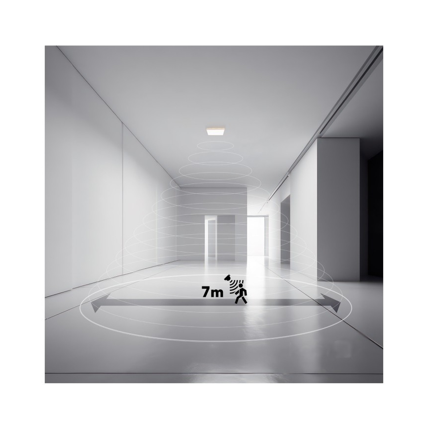 LED Badrumslampa med rörelse- och skymningssensor NIVERA LED/24W/230V IP54 3000/4000/6000K 30x30 cm vit + fjärrkontroll