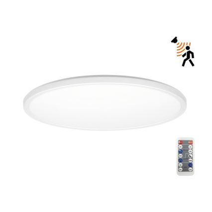 LED Badrumslampa med rörelse- och skymningssensor NIVERA LED/24W/230V IP54 3000/4000/6000K Ø 30 cm vit + fjärrkontroll