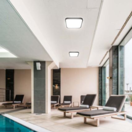 LED Badrumstaklampa SAMSUNG CHIP LED/24W/230V IP44 3000K 29x29 cm svart