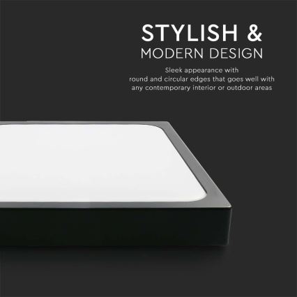 LED Badrumsplafond med sensor LED/18W/230V 4000K IP44 22,5x22,5 cm svart