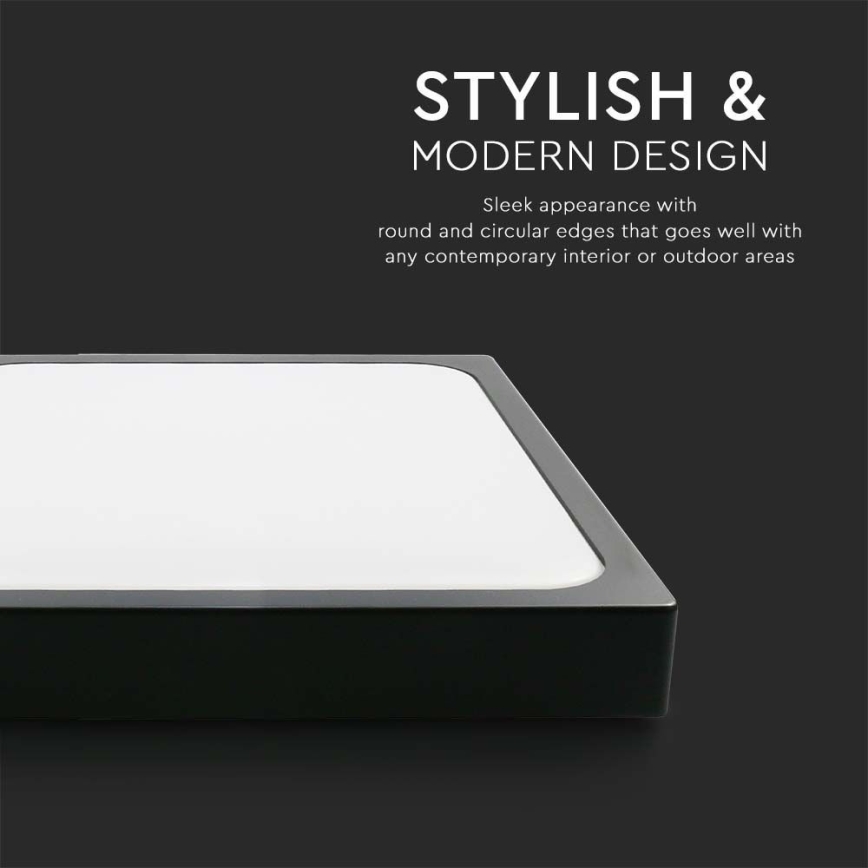 LED Badrumsplafond med sensor LED/18W/230V 4000K IP44 22,5x22,5 cm svart