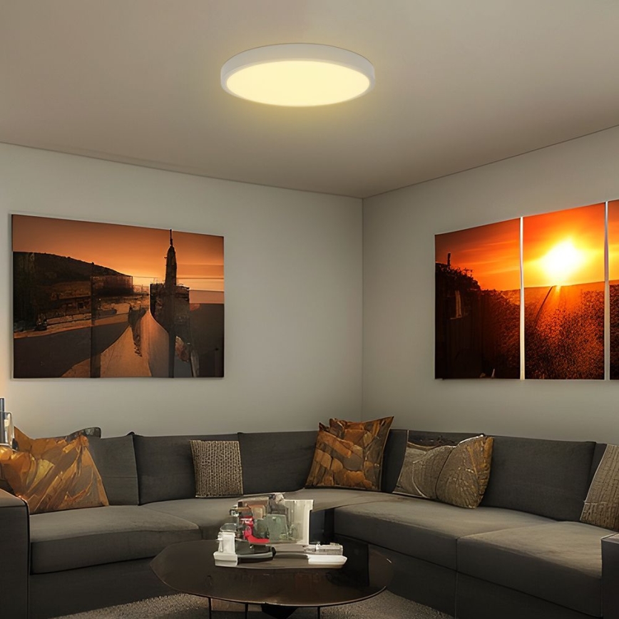 LED Badrumsplafond med sensor SAMSUNG CHIP LED/18W/230V IP44 3000K Ø 29 cm vit + fjärrkontroll