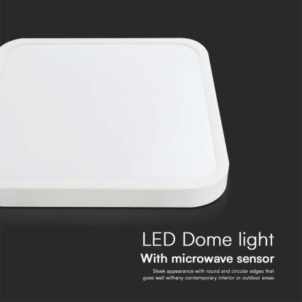 LED Badrumsplafond med sensor SAMSUNG CHIP LED/36W/230V IP44 4000K 42x42 cm vit + fjärrkontroll