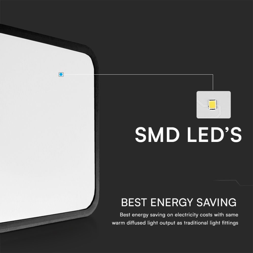 LED Badrumsplafond med sensor SAMSUNG CHIP LED/36W/230V IP44 4000K 42x42 cm svart + fjärrkontroll