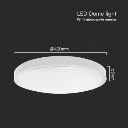 LED Badrumsplafond med sensor SAMSUNG CHIP LED/36W/230V IP44 4000K Ø 42 cm vit + fjärrkontroll