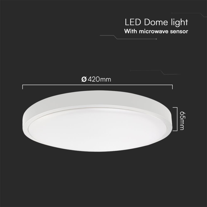 LED Badrumsplafond med sensor SAMSUNG CHIP LED/36W/230V IP44 4000K Ø 42 cm vit + fjärrkontroll