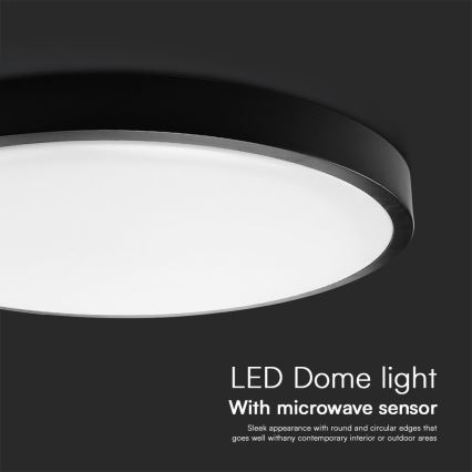LED Badrumstaklampa med sensor SAMSUNG CHIP LED/36W/230V IP44 4000K Ø 42 cm svart + fjärrkontroll