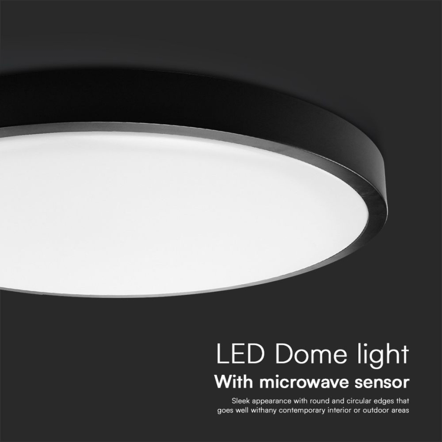 LED Badrumstaklampa med sensor SAMSUNG CHIP LED/36W/230V IP44 4000K Ø 42 cm svart + fjärrkontroll