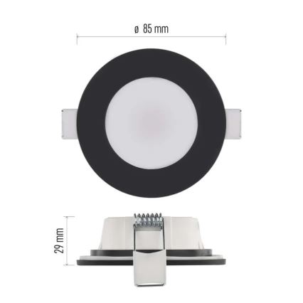LED Badrumsinfälld taklampa LORI LED/4,5W/230V IP65 2700/4000K Ø 8,5 cm svart