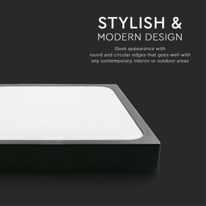 LED Badrumsplafond LED/30W/230V 6500K IP44 42x42 cm svart