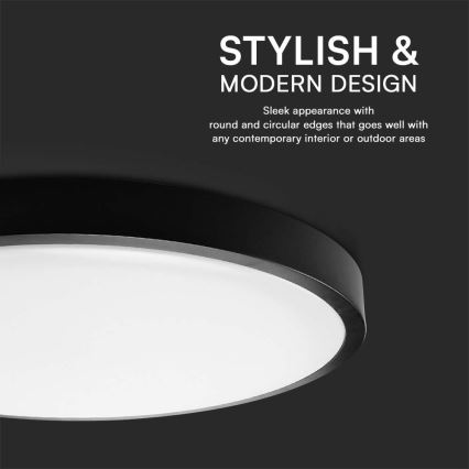 LED Badrumstaklampa SAMSUNG CHIP LED/36W/230V IP44 3000K Ø 35 cm svart