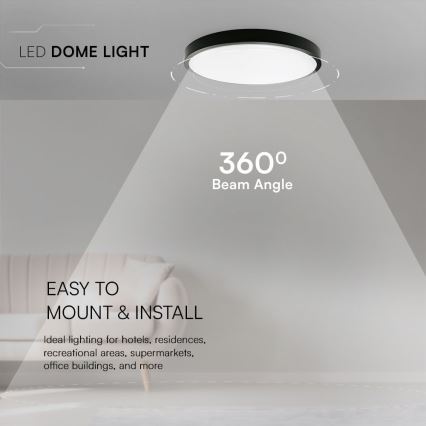 LED Badrumstaklampa SAMSUNG CHIP LED/36W/230V IP44 3000K Ø 35 cm svart