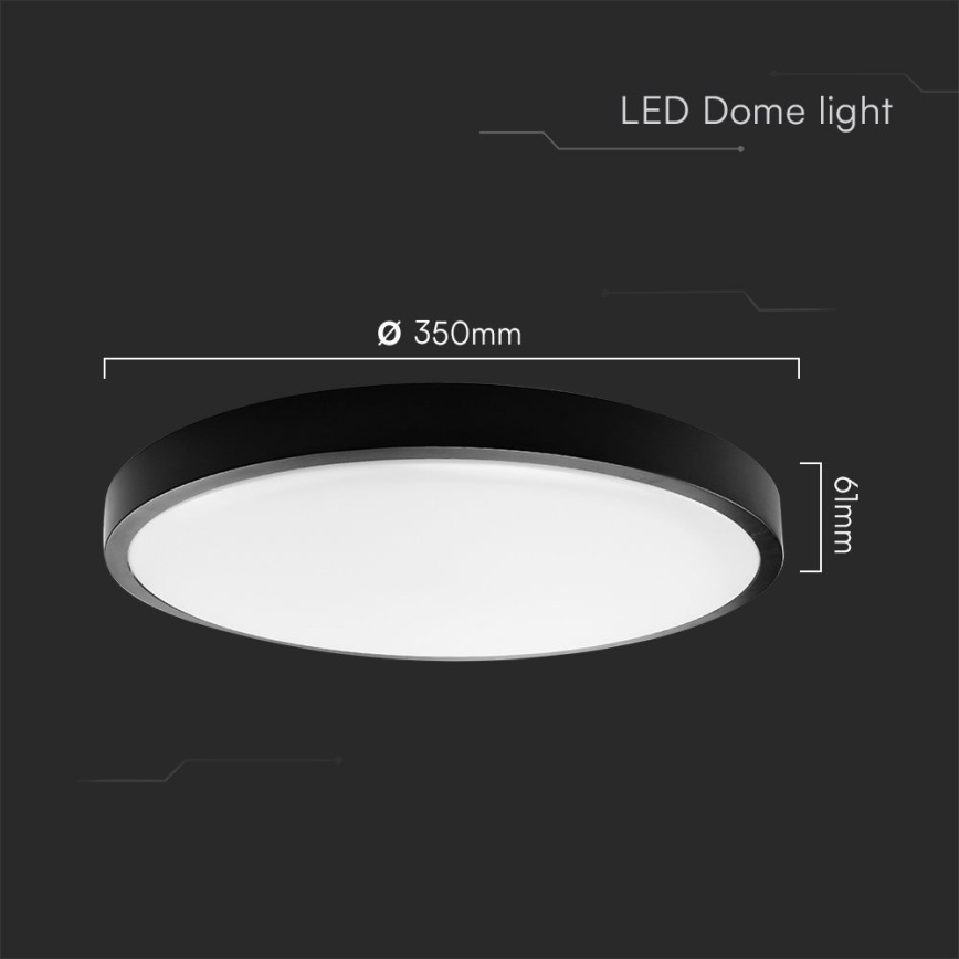 LED Badrumstaklampa SAMSUNG CHIP LED/36W/230V IP44 3000K Ø 35 cm svart