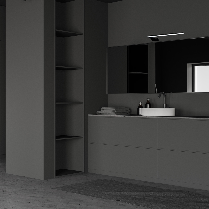 LED badrumsvägglampa SHINE 11W/230V 45 cm IP44 svart