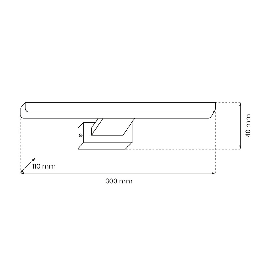 LED-badrumsvägglampa SHINE, 7 W, 230 V, 30 cm, IP44, polerad krom
