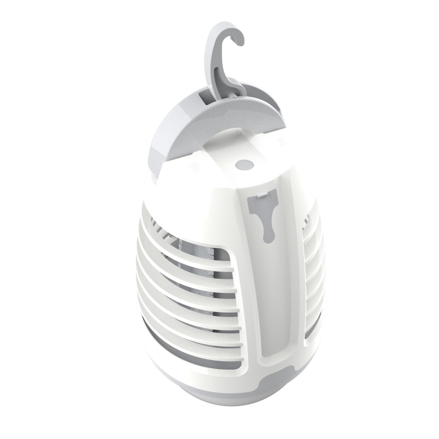 LED Bärbar uppladdningsbar lampa med insektsfångare LED/5W/1800 mAh IPX4 vit/grå