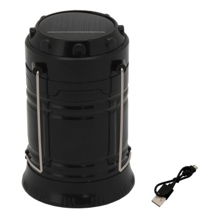 LED Bärbar solcellslampa LED/1200mAh svart