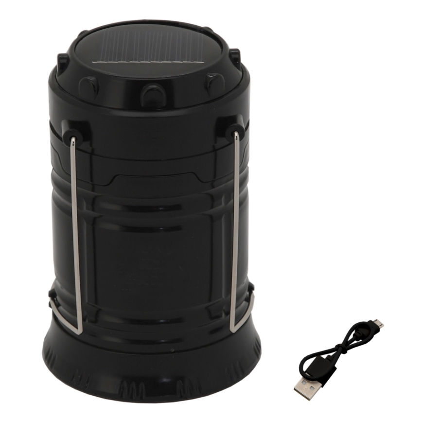 LED Bärbar solcellslampa LED/1200mAh svart