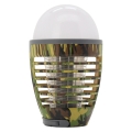LED Bärbar uppladdningsbar lampa med insektsfälla LED/2W/3,7V 1800 mAh IPX4 kamouflage