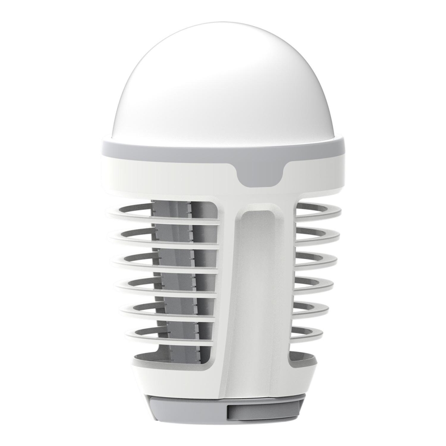 LED Bärbar uppladdningsbar lampa med insektsfångare LED/5W/1800 mAh IPX4 vit/grå