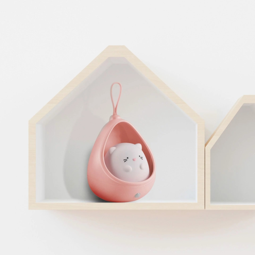 LED Barn orientering belysning med sensor KITTY LED/0,5W/5V USB 1200 mAh rosa