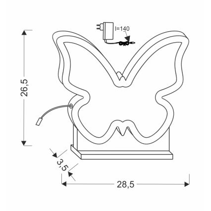 LED barnbordslampa BUTTERFLY LED/14W/230V rosa