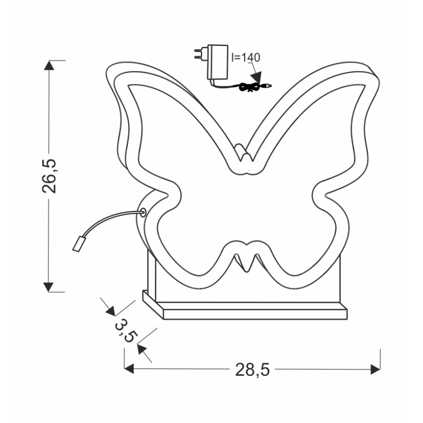 LED barnbordslampa BUTTERFLY LED/14W/230V rosa