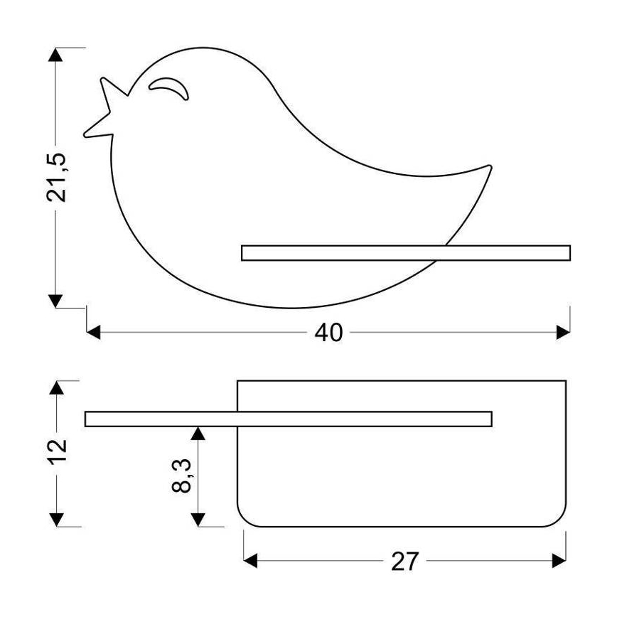 LED Barnvägglampa med hylla BIRD LED/5W/230V rosa/trä,