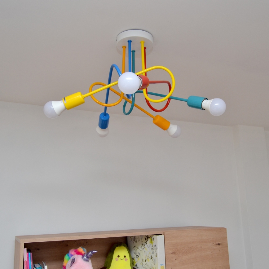 LED Barnlampa takmonterad OXFORD 5xE27/15W/230V