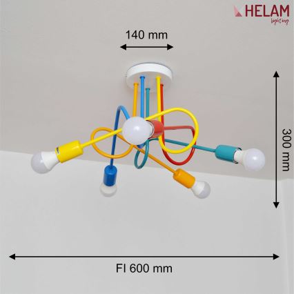 LED Barnlampa takmonterad OXFORD 5xE27/15W/230V