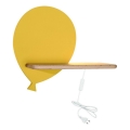 LED Barnvägglampa med hylla BALLOON LED/4W/230V gul/trä,