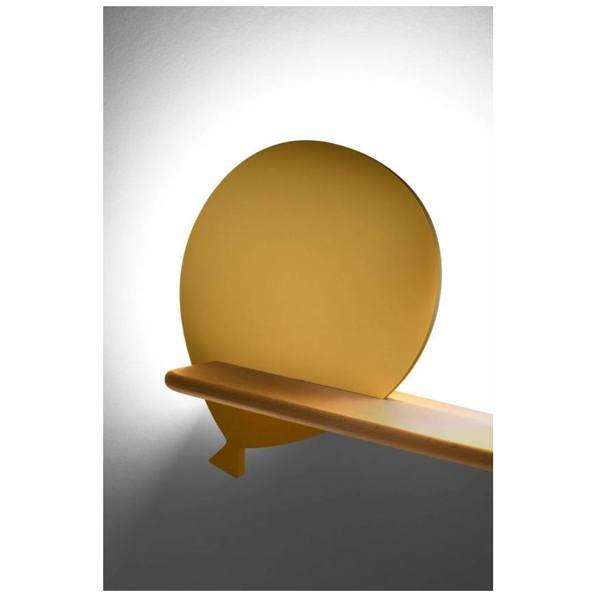 LED Barnvägglampa med hylla BALLOON LED/4W/230V gul/trä,