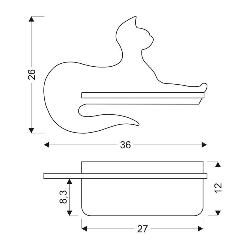 LED Barnvägglampa med hylla SVART KATT LED/5W/230V,