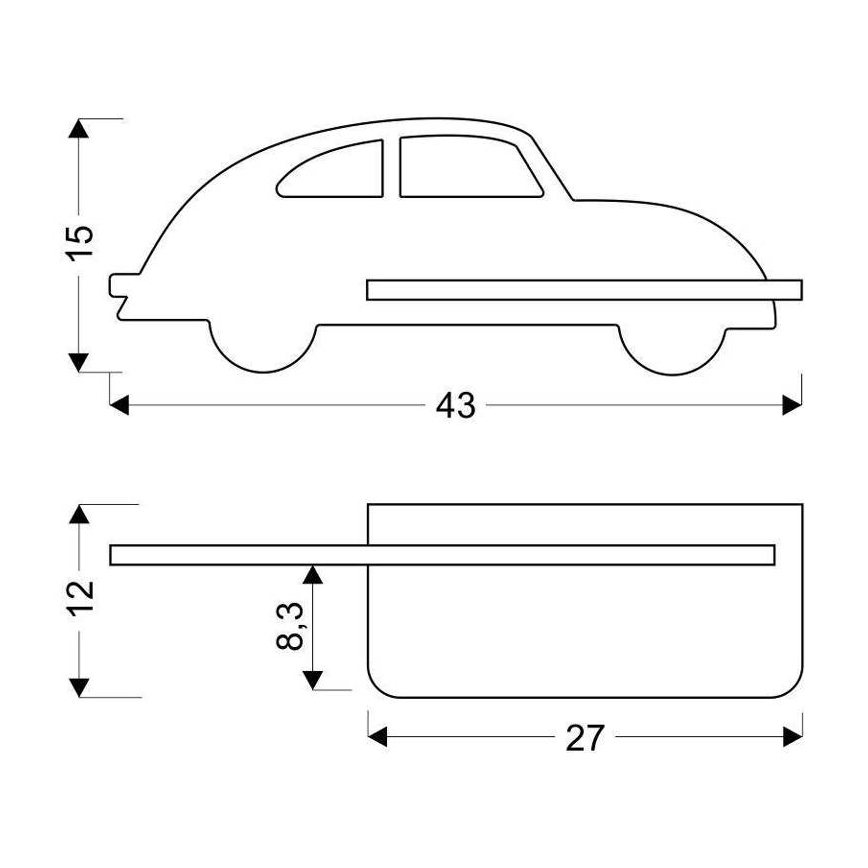 LED Barnvägglampa med hylla CAR LED/5W/230V grå/trä,
