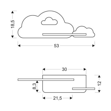 LED Barnvägglampa med hylla CLOUD LED/5W/230V blå,
