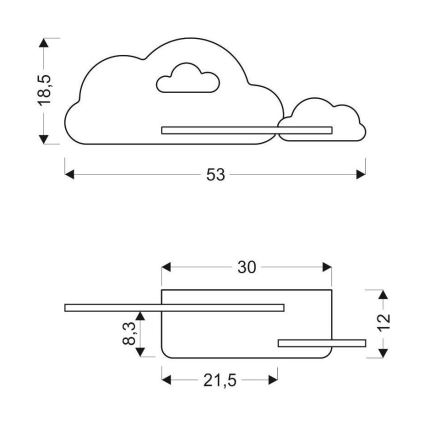 LED Barnvägglampa med hylla CLOUD LED/5W/230V blå/vit,